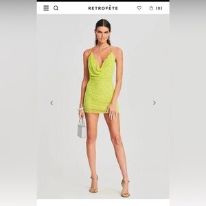Retrofete Miche Sequin Yellow Mini Dress Size Small NWT Sleeveless